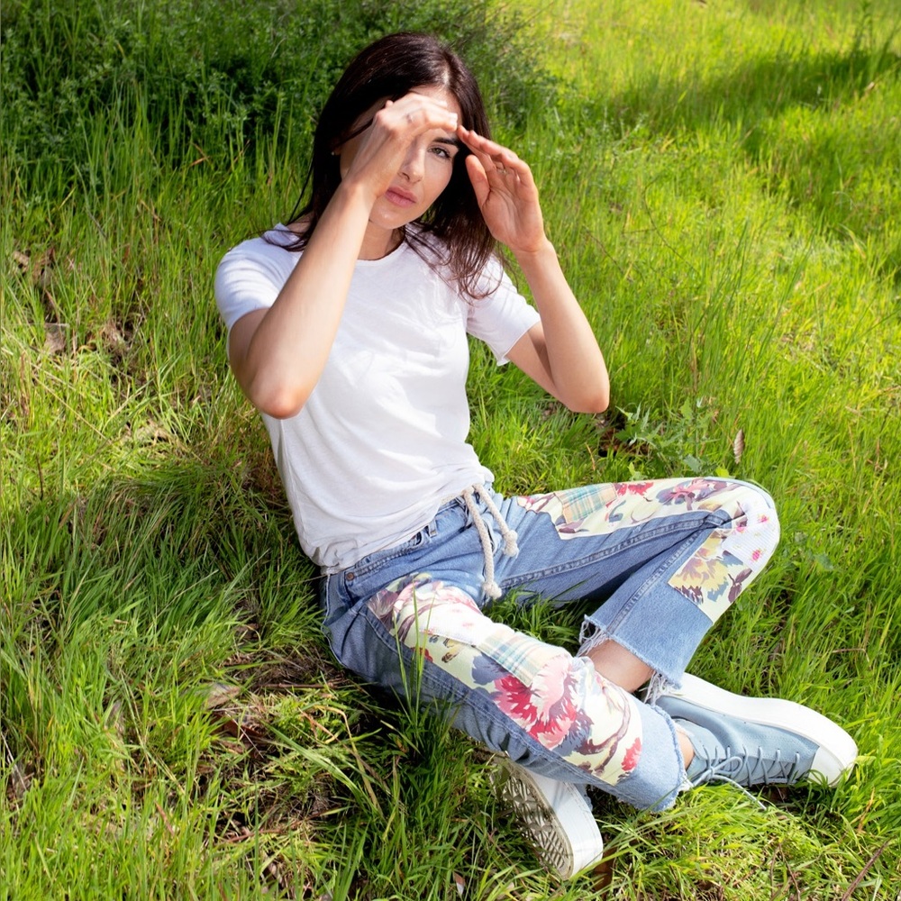 NWT Women’s RILEY 1880 Levi’s Floral Patchwork Blue Jeans $425